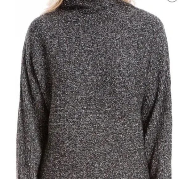 Max Studio Soft & Cozy Slouchy Batwing Mock Neck Sweater Grey Black, Sz XL - Picture 1 of 13